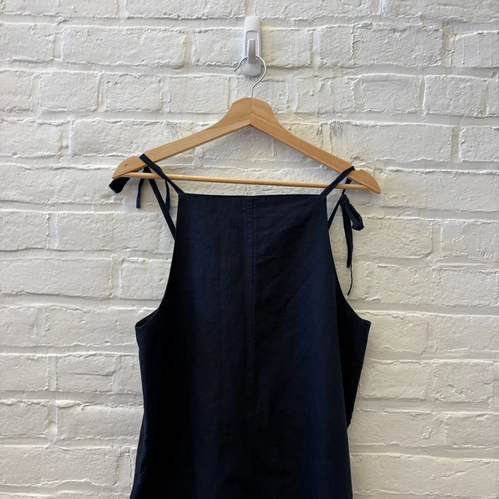 COS || Tie-Detail Linen Jumpsuit Wide Leg Shoulder Bows Navy Blue XS‎